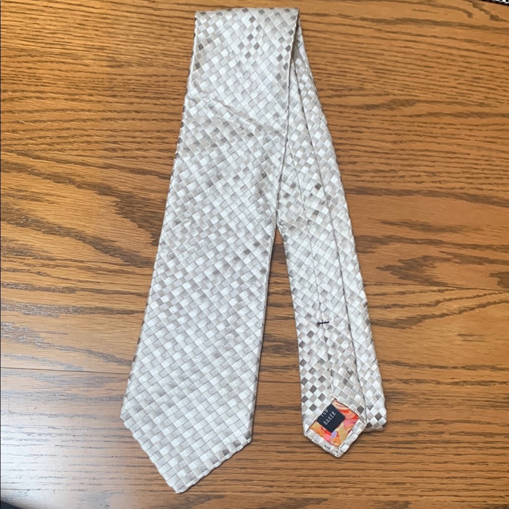 Ted Baker Silk Silver Checkered Tie